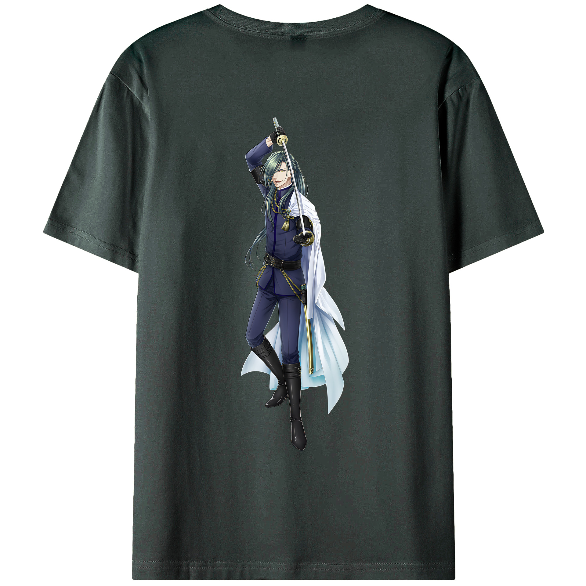 （画像用） 刀剣乱舞 Touken Ranbu 綿100％ メンズ半袖Tシャツ（バックプリント） 通気性